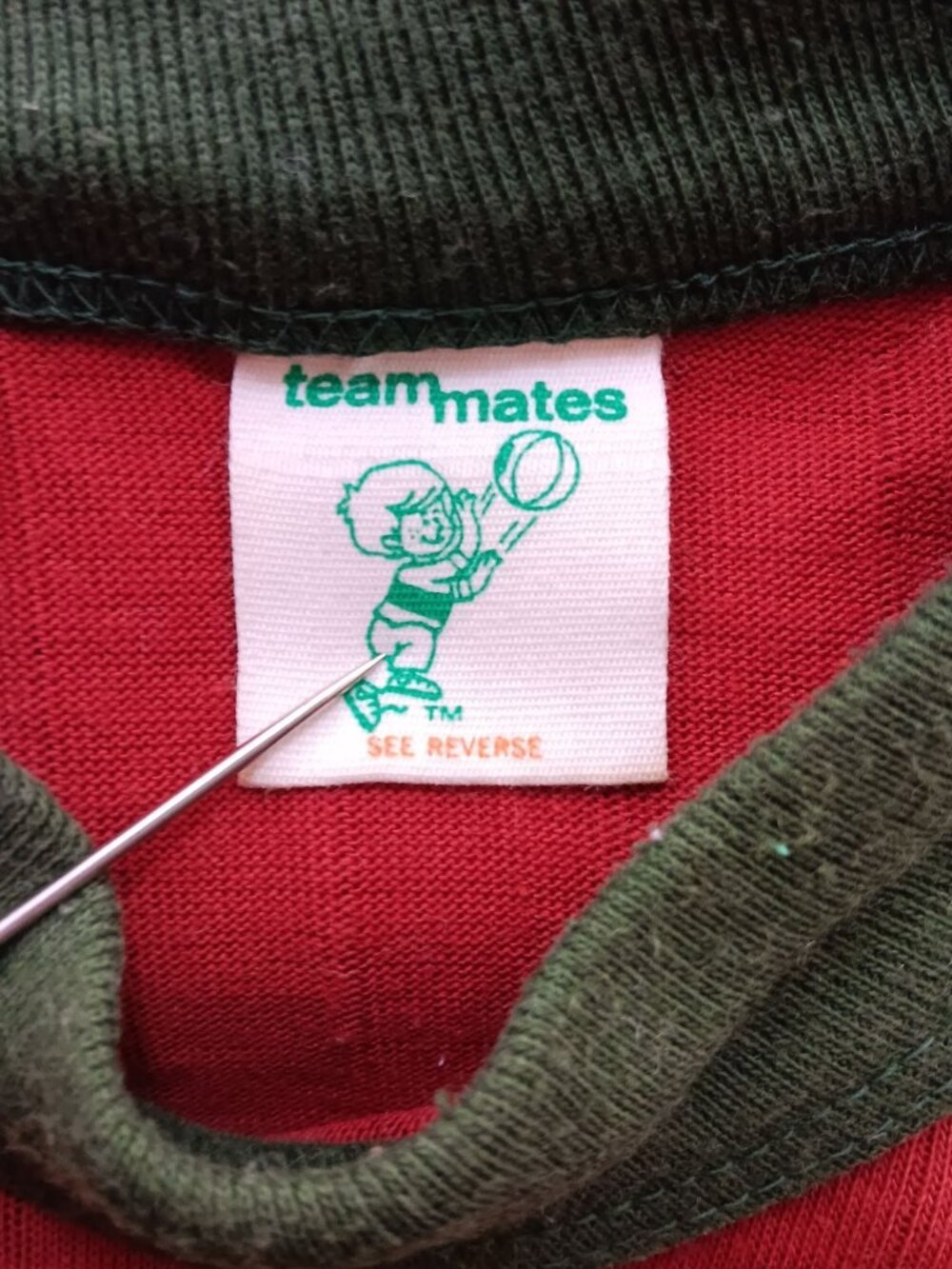 True Vintage T-Shirt Boys 6/8 Single Stitch Embroidered Basketball Hoop Ringer
